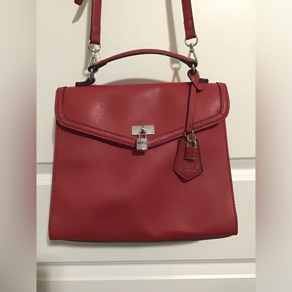 NWOT Guess Cherry Red Top Handle Satchel Bag - Picture 4 of 10